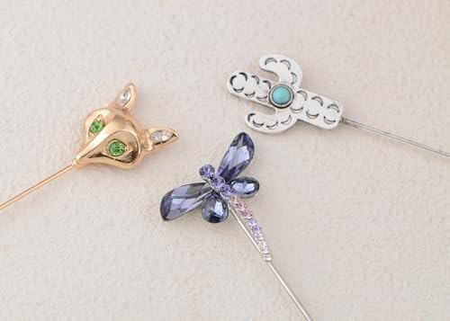 Image of Alilang 3Pcs Vintage Style Hat Lapel Brooch Pins with Flexible Bendable Design for Secure Fit on Hats, Scarves, and Suits