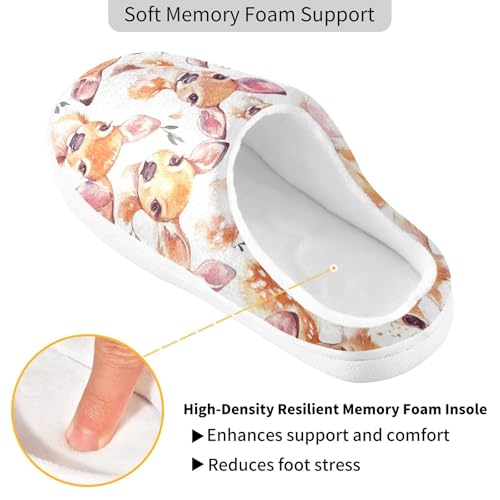 JUNZAN Cute Deer White Mens Home Cotton Slipper Warm Memory Foam Travel Slippers for Spa Birthday Presents 6-72