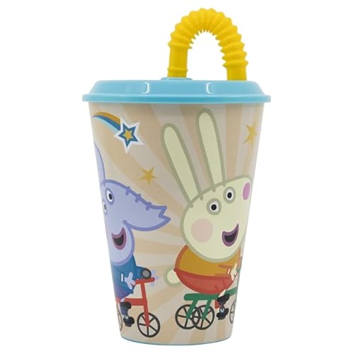 ALMACENESADAN, 4990 Packung zur Schule Peppa Pig; bestehend aus Becher mit Schaft 430 ml, wiederverwendbar, BPA-frei