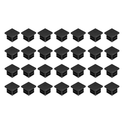 Image of uxcell 28Pcs Square Plastic Plugs, 19 x 19mm /0.75 x 0.75inch PE Pipe Tubing End Caps for 15-17mm /0.59-0.67inch Square Tube Furniture Chair Leg, Black
