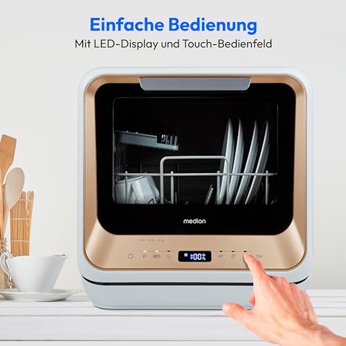 MEDION Mini Geschirrspüler DWT20 (Tischgeschirrspüler, Spülmaschine, 2 Maßgedecke, funktioniert mit/ohne Wasseranschluss, 6 Reinigungsprogramme, Babyflaschen, Startzeitvorwahl, freistehend) gold 3 MEDION Mini Geschirrspüler DWT20 (Tischgeschirrspüler, Spülmaschine, 2 Maßgedecke, funktioniert mit/ohne Wasseranschluss, 6 Reinigungsprogramme, Babyflaschen, Startzeitvorwahl, freistehend) gold