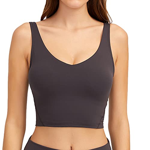 Image of Lemedy Women Sports Bra Longline Crop Tank Top Padded Workout Running Yoga