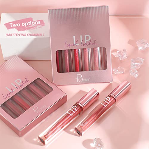 RoseFlower 6 Colors Sparkle Lip Gloss Glitter Liquid Lipstick Set, Diamond Halloween Sparkly Lipstick Shiny Metallic Lipgloss Waterproof Non-Stick Liquid Lipstick Makeup Gift, Red, Pink Series - Image 2