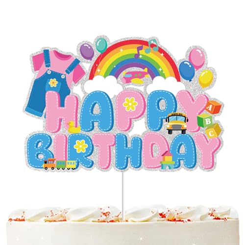 Rachell Teacher Birthday Cake Topper Pink Glitter Cartoon English Teacher Themed Party Decorations For Rachel Girl Rainbow Party Supplies