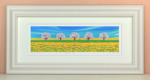 春の道 栗乃木ハルミ (くりのきはるみ) 横長タイプ Lサイズ 絵 絵画 水彩画 風景画 壁掛け