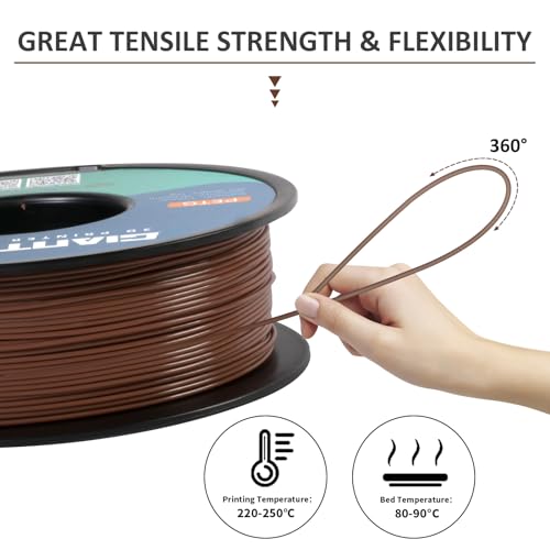 Image of GIANTARM PETG Filament 1.75, 3D Printer Filament PETG 1kg(2.2lb), Toughness Enhanced, Dimensional Accuracy + /-0.02mm, Vacuum Package (Brown)