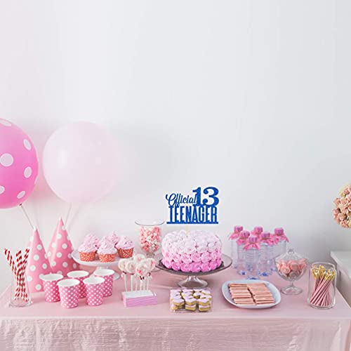 Image of Festiko Blue Glitter Happy 13th Birthday Cake Topper, Teens & Fabulous Party Cake Decoration Supplies