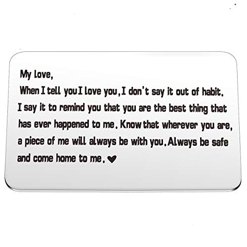 MIXJOY Engraved Wallet Card Inserts, Anniversary Jewelry for Men, Husband Gifts, Boyfriend Gifts Wallet Love Note Insert, Love Message