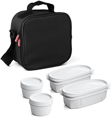 Tatay Urban Food Casual - Insulated Lunch Bag, 3L Capacity, 4 Plastic Food Storage Containers (2 x 0.5 L, 2 x 0.2 L) BPA Free, Grey with Stars. Measure 22.5 x 10 x 22 cm