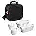 Tatay Sac Isotherme Repas, Capacité 3 L, Avec 4 Boîtes Hermetiques en Plastique  (2 x 0,5 L, 2 x 0,2 L) Sans BPA, Noire. Mesure 22,5 x 10 x 22 cm