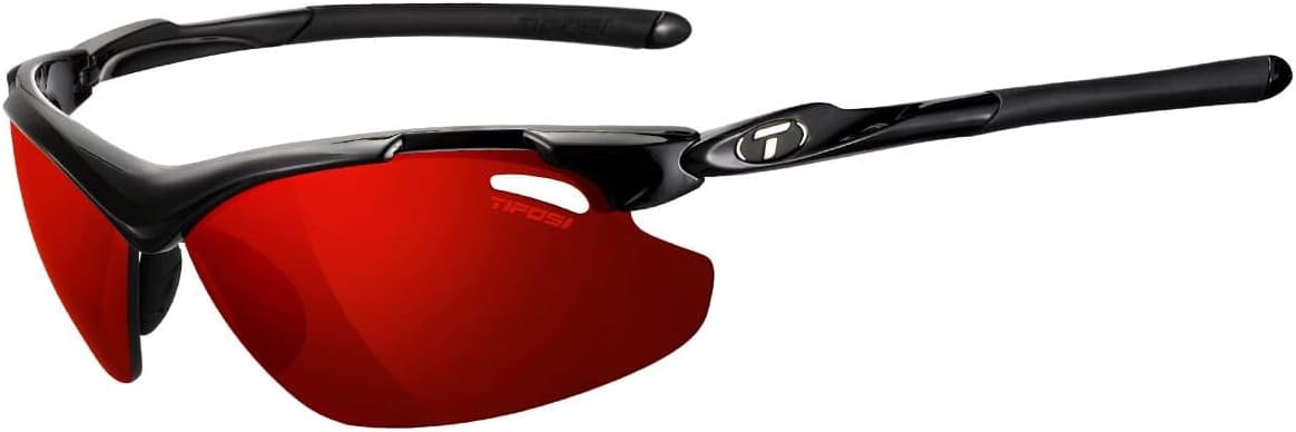 Tifosi Tyrant 2.0 Sunglasses Gloss Black (Clarion Red/Ac Red/Clear) Clarion Red/AC Red/Clear