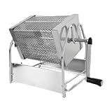 手動コーヒーロースター ステンレス製ドラム型焙煎機 | 豆・ナッツ・穀物用・観察窓付き・焙煎高さ調整可能 | 【家庭用焙煎に最適】 (シルバー)