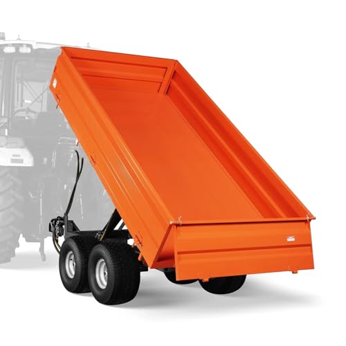 MechMaxx 2-Ton Capacity Hydraulic Dumping Heavy-Duty Dump Dumper Cart Agricultural Farm Trailer Cart Mechanical Trailer with Tail Light Model DT4X8