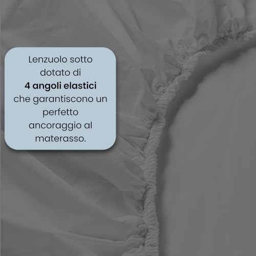 Drap housse avec coins et parure lit double coton fabriqué en Italie