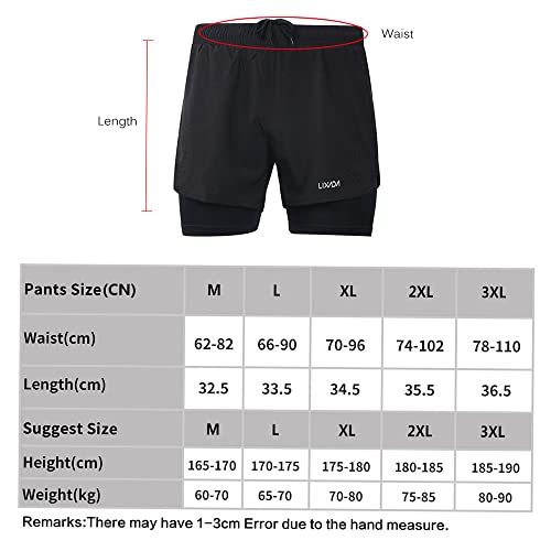 Shorts esportivos,Lianai Calções de corrida 2-em-1 dos homens de Secagem rápida, respirável, treinam