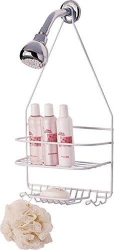 Rocky Mountain Goods Shower Caddy - Rust Proof Steel - Designated Tiered Shelves for Shampoo/soap - Razor Hangers - Includes Secure Suction Cup (White)