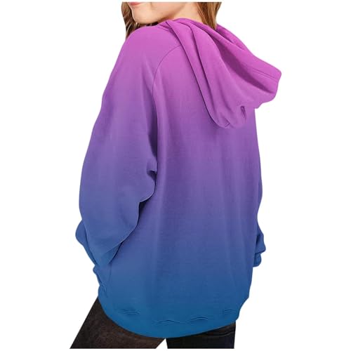 Cute Hoodies for Girls Trendy Casual Hooded Sweatshirts Oversized Long Sleeve Sweatshirt Gradient Clothes for Girls3