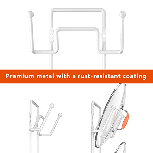 Vzino 2 Pack Pot Lid Organizer Rack For Cabinet Door/Wall, No Drilling Adhesive Wall/Door Mounted Pot And Pan Lid Holder (White) #TOP5