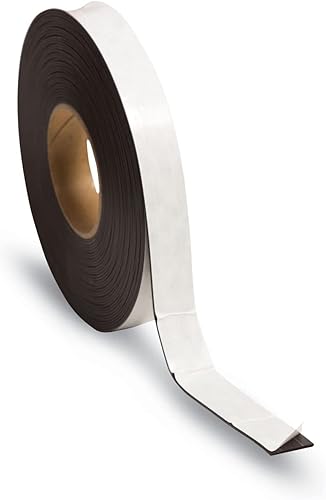 U Brands Rollo de cinta adhesiva magnética, negro, 1" X 50'
