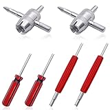 Tire Valve Stem Removal Tool, Dual Single Head Tire Repair Tools, 4-Way Valve Tool, Valve Core Remover Tool Valve Core Screwdriver for Car Bicycle Motorbike