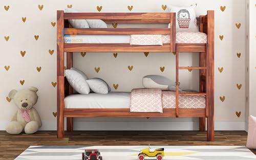 Image of Custom Decor Solid Sheesham Wood Bunk Bed for Home /Hotel /Hostel (Zenflow-1)