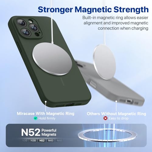 Image of Miracase Magnetic for iPhone 14 Pro Max Case, [Soft Anti-Scratch Microfiber Lining], Compatible with MagSafe, Silicone Shockproof Protection Phone Case for iPhone 14 Pro Max,Dark Green