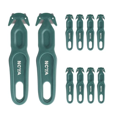 Nova Safety Cutter Tool, Safety Box Cutter Knife, Ergonomic Film Cutting Blade, Box, Strap, Carton, Package, Envelope and Letter Opener (10 Piece - Green)