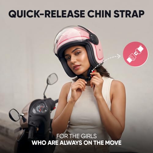 Image of TVS MissFit Women's Open Face Helmet | Lightweight Shell | Pastel Colors Designed Exclusively for Women | Extreme Comfort Fit for Girls | Clear Visor | DOT & ISI Certified
