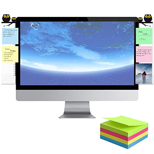 Pack de 2 Tableaux Mémo acrylique pour Moniteur Thème Chouette Acrylique avec Rainure de Carte et 4 Blocs-Notes de Couleur (Gauche & Droite, Chacun Mesure 32 x 8 cm) Cover