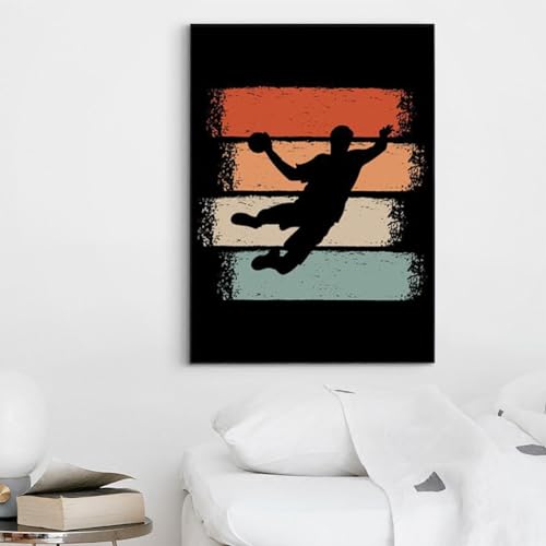 Peinture d'adolescent basket vintage pour habiller un grand mur de salon vide sans cadre