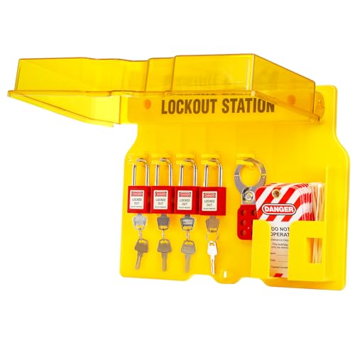 WUWEOT Lockout Tagout Station with Loto Devices, Lock Out Tagout Padlock Station Include Safety Padlocks, Lockout Hasp, Lockout Tags and Nylon Ties for Lockout Safety Supply, OSHA Compliance by WUWEOT - Used condition - Image 4