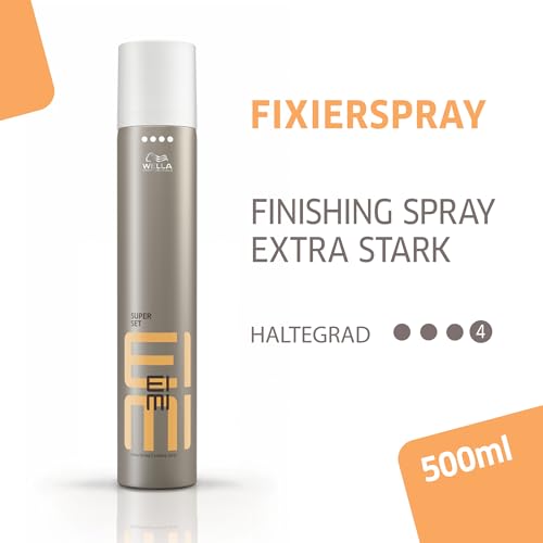 Foto von Wella EIMI Super Set Haarlack – Fixing Spray für extra starken, zuverlässigen Halt – mit UV-Schutz-Formel und Schutz vor Feuchtigkeit und Hitze – 1 x 500 ml