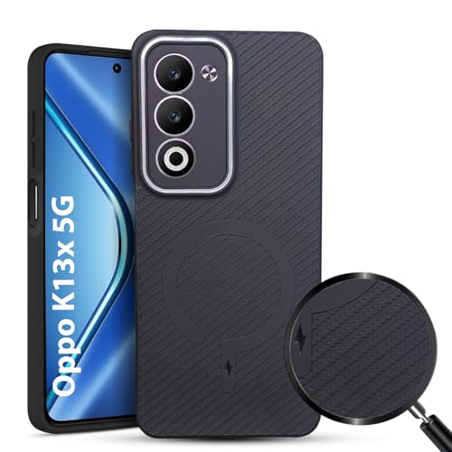Image of LIRAMARK Rugged Carbon Fibre TPU Armor Silicone Back Cover Case for Oppo A5 5G / Oppo K13X 5G