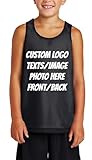 INK STITCH Unisex Youth Yst500 Custom Printing Logo Image Texts Mesh Reversible Tank Tops - Black (M)