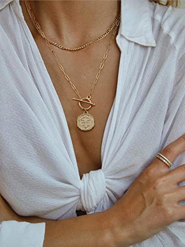 SOFYBJA Saint Benedict Necklace Drop 18K Gold Toggle Medallion Coin Cross Pendant Necklaces Religious Jewelry Catholic Gift for Women4