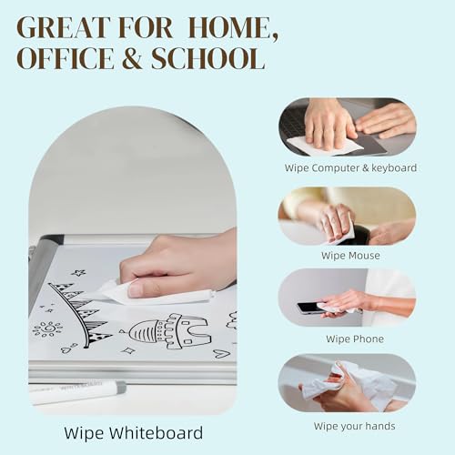 Image of Whiteboard Cleaning Wipes, 100 Count Total Disposable Dry Erase Wipes for Classroom, Office & Home, Electronic Screen Wipes, 100 Pcs Per Pack (3 PACK)