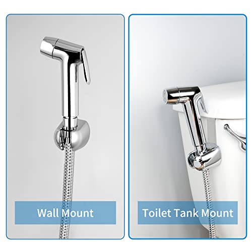 Sink Faucet Hose Sprayer Attachment, Handheld Bidet Toilet Sprayer, 8 Adapters, Dual Function Faucet Sprayer Rinser, Bathroom Shower Head, Baby Cloth Diaper For Feminine Hygiene, Bathing Pets, Chrome #TOP4