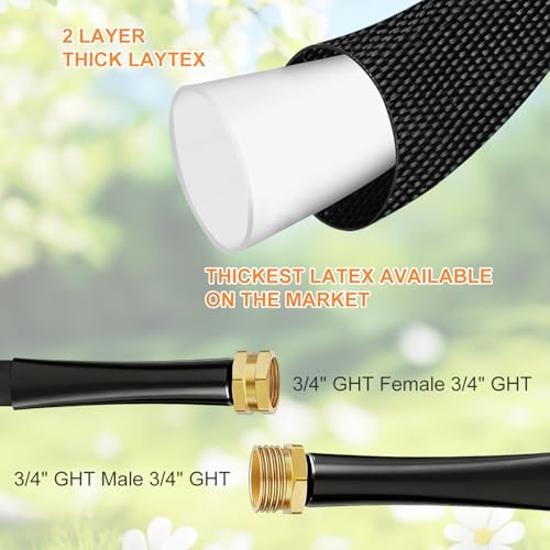 Image of Garden Hose 25FT, Flexible Water Hose with Nozzle Non-Expanding Camper Hose Fabric-covered Garden Hose - Burst-Resistant, Kink-Free, High-Pressure Use for Lawns, Gardens, and Outdoor Cleaning