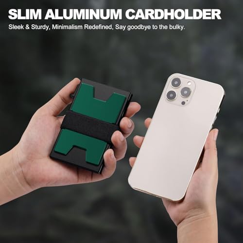 Image of SEMORID Slim Aluminum Card Holder Wallet for Men, Durable Expandable Backplate, RFID Blocking Minimalist Metal Pop Up Wallet, Holds 12+ Cards Plus Cash
