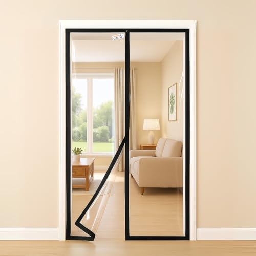 Image of Royalkart Transparent PVC Magnetic Door Curtain | Hands Free Self-Closing Screen | Blocks Insects & Outside Dust | Clear See-Through Screen for Home, Kitchen, AC Room, Shop | Door Size- 110cm x 210cm