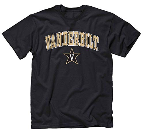 Campus Colors NCAA Adult Arch & Logo Soft Style Gameday T-Shirt (Vanderbilt Commodores - Black, XX-Large)
