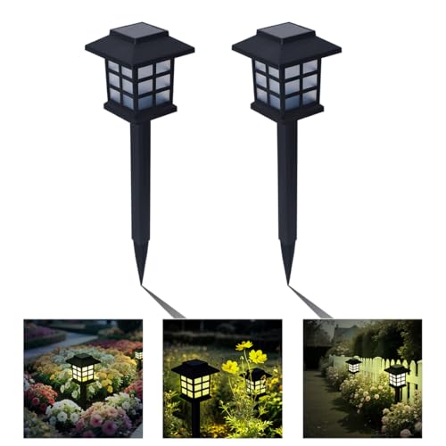 Anern LED Lámpara Solar Jardín 2pcs Luz Solar En El Suelo, Luz CáLida, AutomáTica Recargable, Ip65, DecoracióN De IluminacióN Solar Al Aire Libre, Para Camino, Parterre, Patio,BalcóN