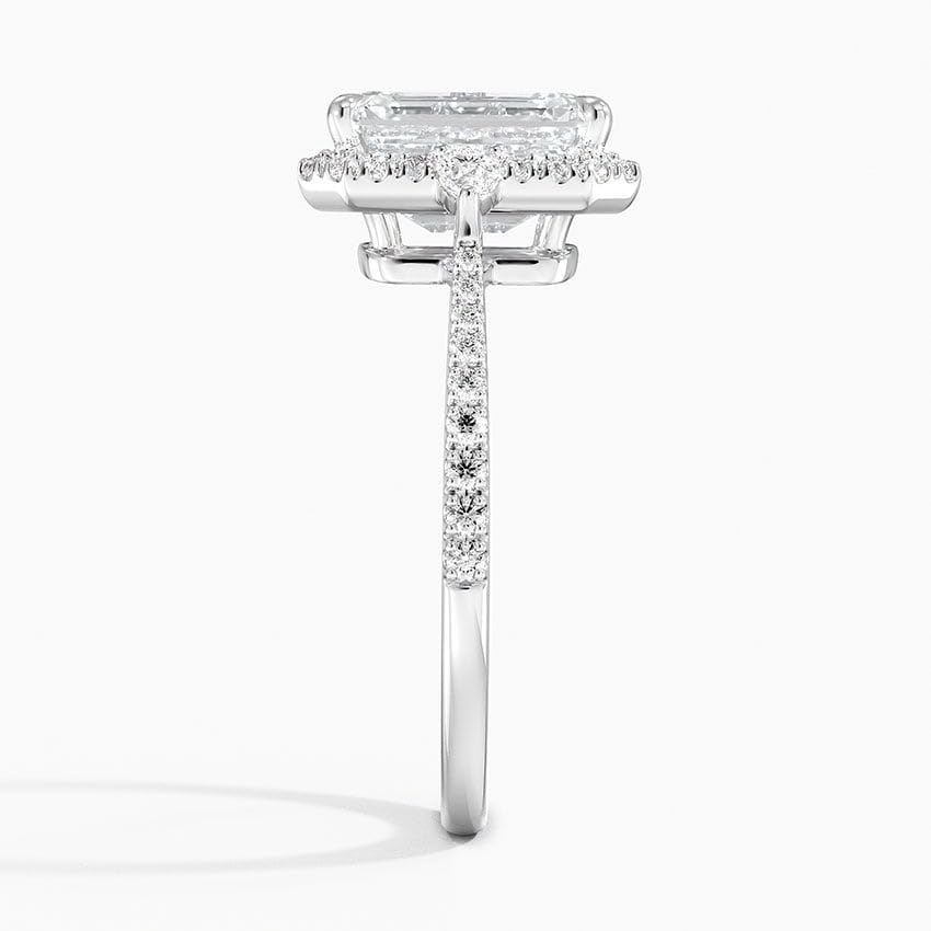 Emerald Cut 1-4 CT Center Diamond Moissanite Engagement Ring, Classic Halo Vintage Bridal/Wedding Ring Set In Solid Gold & Sterling Silver, Anniversary Promise Ring For Women (White, 4 Carat)