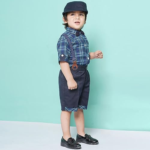 Image of AJ DEZINES Kids Casual Wear Clothing Cotton Blue Shirt Short Set For Boys (Twister-CA-45-BLUE-1)