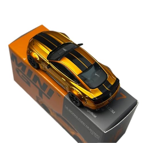 Auto de metal 1:64 Mustang LB Works Ford Gold modelo coleccionable miniatura 4
