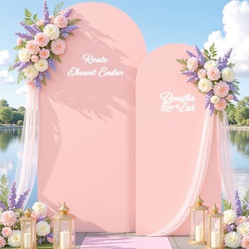 Image of Dusty Rose Photo Arch Backdrop Cover Set of 2 for Party Spandex 7.2 and 6ft Arch Covers Stretchy Backdrop Baby Shower Balloon Arch Stand Covers for Girls Birthday Wedding Bridal Shower Background