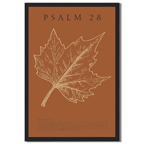 Framed Psalm 28 Leaf Sketch Poster Canvas Print Art Wall