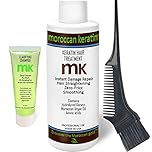 Moroccan Keratin Most Effective Brazilian Keratin Hair Blowout Straightening Smoothing Hair Treatment Instant Professional Results Salon Formula 120ml with 30ml Clarifying Shampoo and Applicator Brush