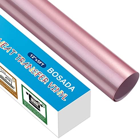 BOSADA Heat Transfer Vinyl 12" x 5ft PU Black HTV Vinyl Iron on Vinyl for Cricut and DIY T-Shirt Clothing Hats Pillows Fabric