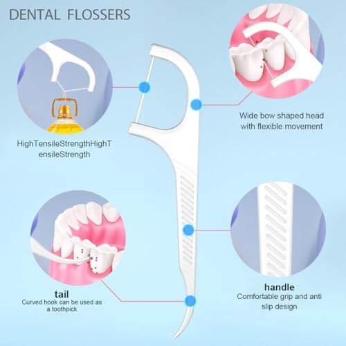 TISCH 300 Stück Zahnseide Sticks Zahnreinigung Zwischenräume Flossers Dental Floss mit Zahnstocher Geschmack – Bild 5